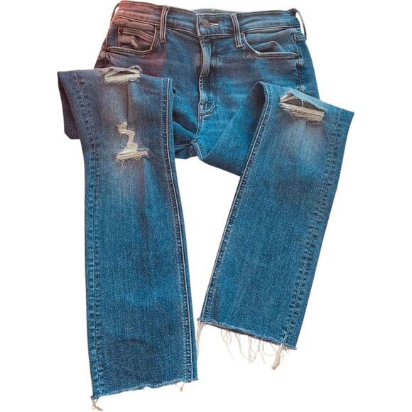 Mother Mid Rise Dazzler Ankle Fray Skinny Jeans - Picture 7 of 16